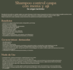 SHAMPOO CONTROL CASPA MENTA Y AJÍ - RITUAL BOTÁNICO